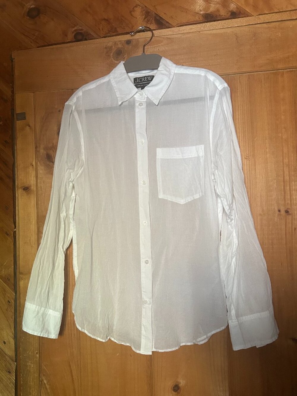 J. Crew Garcon Classic Fit Sheer White Cotton Top - (Size 2) - Like new!